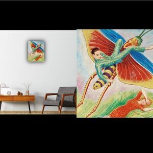 NEW NILS VON DARDEL 24 x 36 BUTTERFLY GRASSHOPPER FLIGHT Modern IKEA PRINT NWT